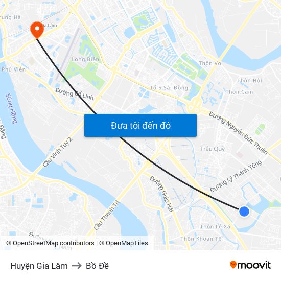 Huyện Gia Lâm to Bồ Đề map