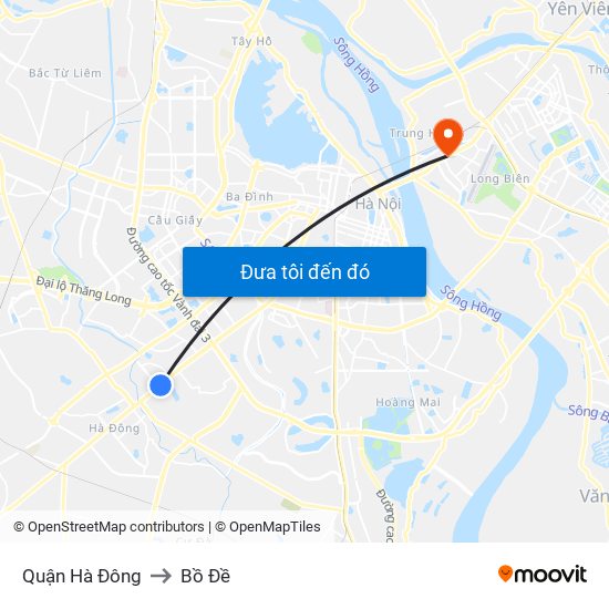 Quận Hà Đông to Bồ Đề map