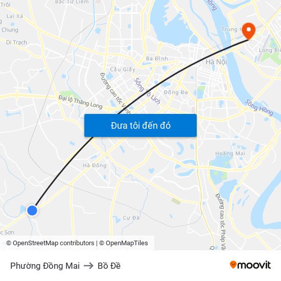 Phường Đồng Mai to Bồ Đề map