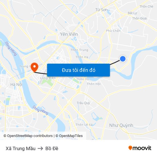 Xã Trung Mầu to Bồ Đề map