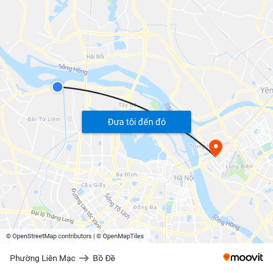 Phường Liên Mạc to Bồ Đề map