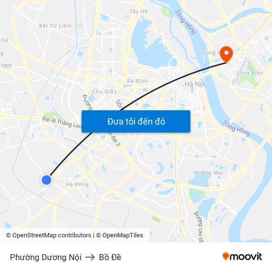 Phường Dương Nội to Bồ Đề map