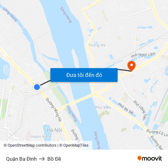 Quận Ba Đình to Bồ Đề map