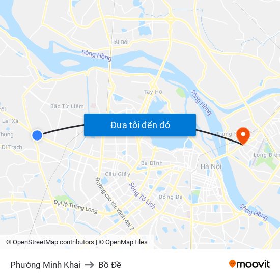 Phường Minh Khai to Bồ Đề map