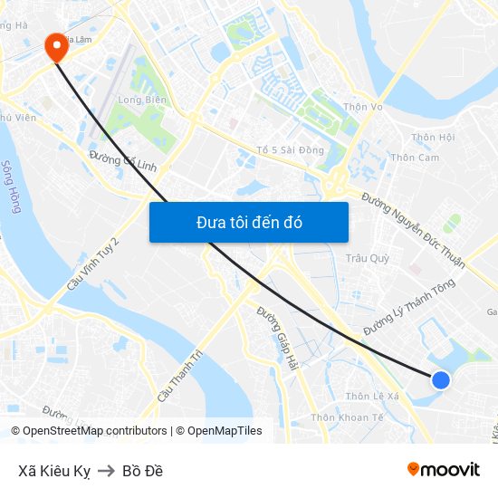 Xã Kiêu Kỵ to Bồ Đề map