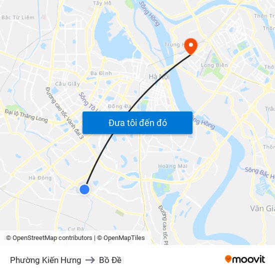 Phường Kiến Hưng to Bồ Đề map