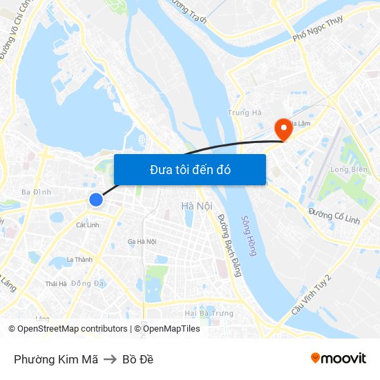 Phường Kim Mã to Bồ Đề map