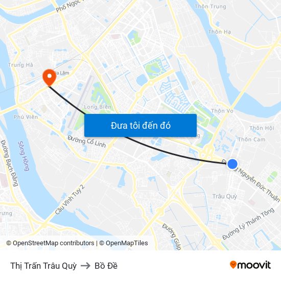 Thị Trấn Trâu Quỳ to Bồ Đề map