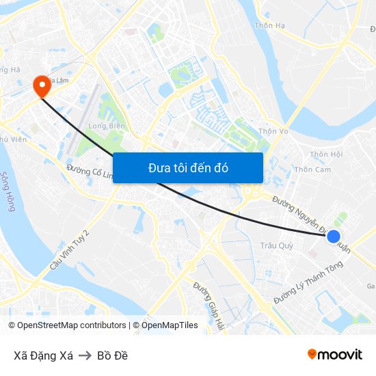 Xã Đặng Xá to Bồ Đề map
