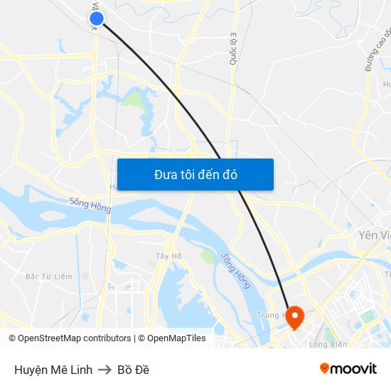 Huyện Mê Linh to Bồ Đề map