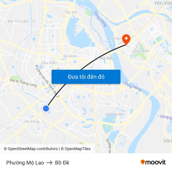 Phường Mộ Lao to Bồ Đề map