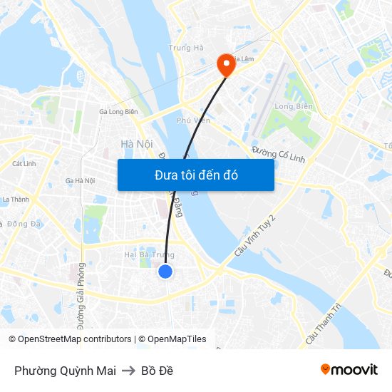 Phường Quỳnh Mai to Bồ Đề map