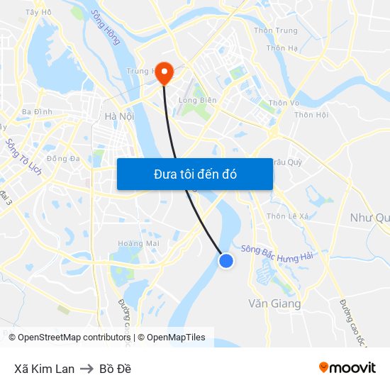 Xã Kim Lan to Bồ Đề map