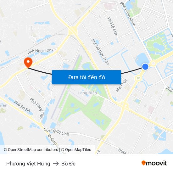Phường Việt Hưng to Bồ Đề map