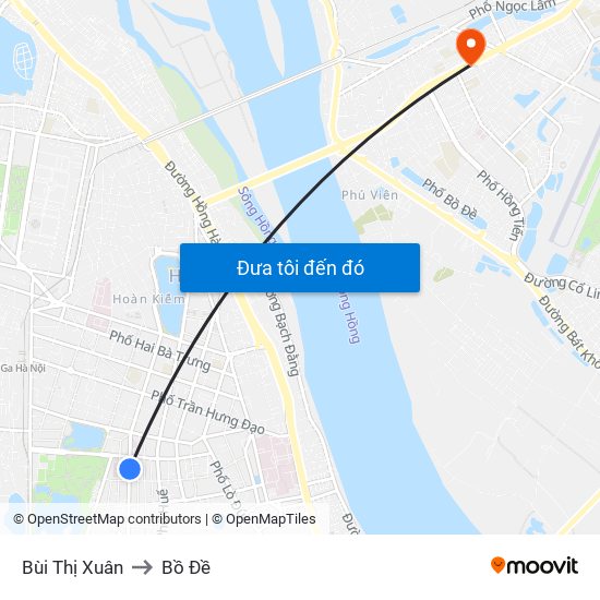 Bùi Thị Xuân to Bồ Đề map