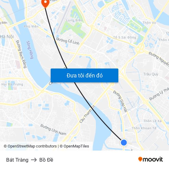 Bát Tràng to Bồ Đề map