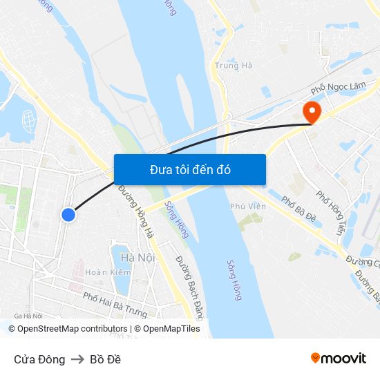 Cửa Đông to Bồ Đề map