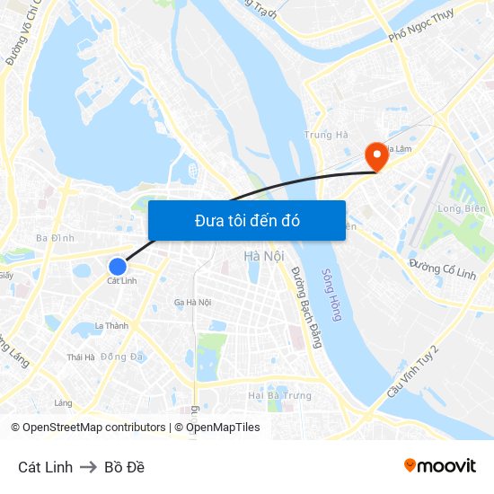 Cát Linh to Bồ Đề map