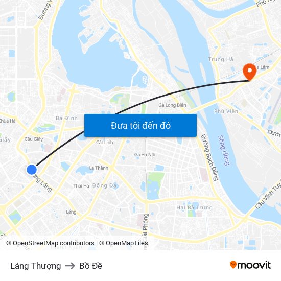 Láng Thượng to Bồ Đề map