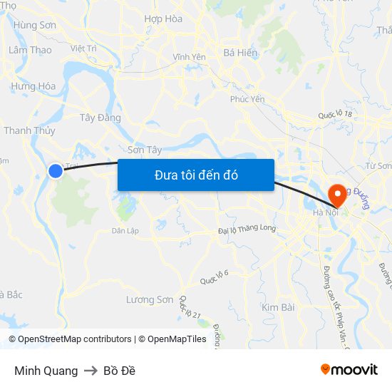Minh Quang to Bồ Đề map