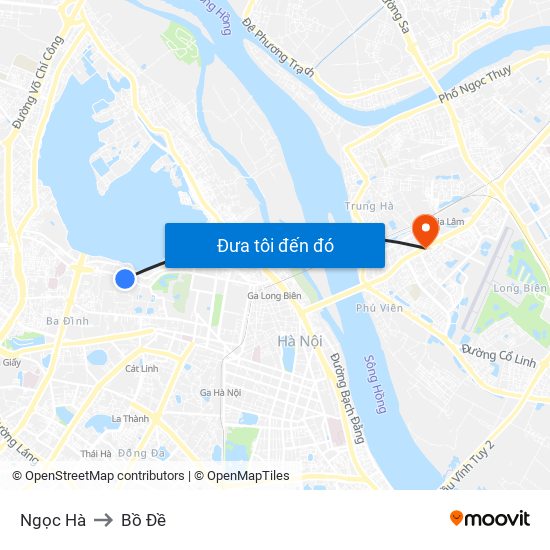 Ngọc Hà to Bồ Đề map