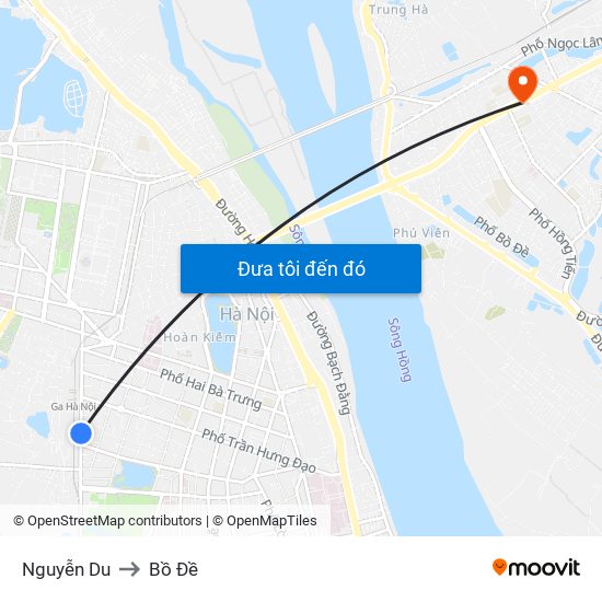 Nguyễn Du to Bồ Đề map