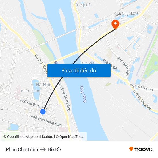 Phan Chu Trinh to Bồ Đề map