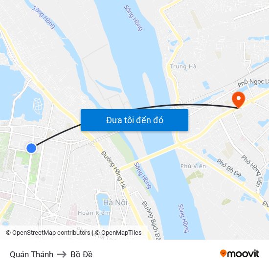 Quán Thánh to Bồ Đề map