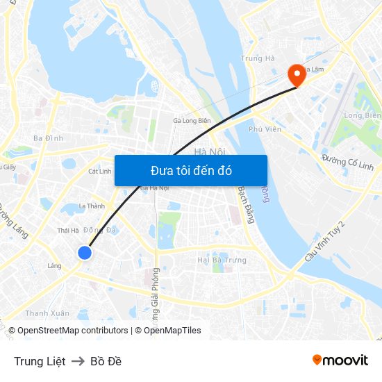 Trung Liệt to Bồ Đề map