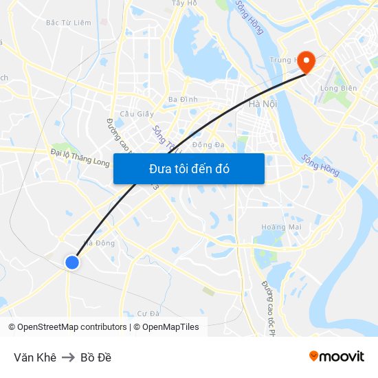 Văn Khê to Bồ Đề map