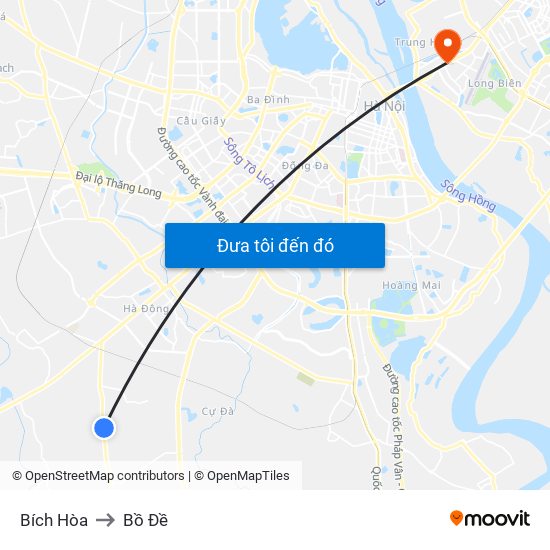 Bích Hòa to Bồ Đề map