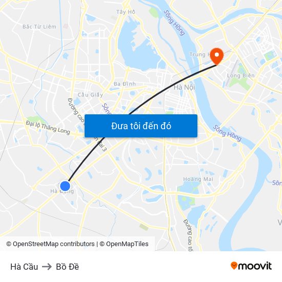 Hà Cầu to Bồ Đề map