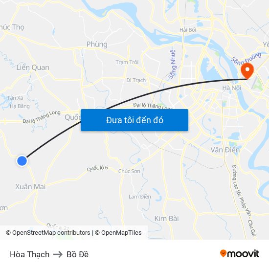 Hòa Thạch to Bồ Đề map