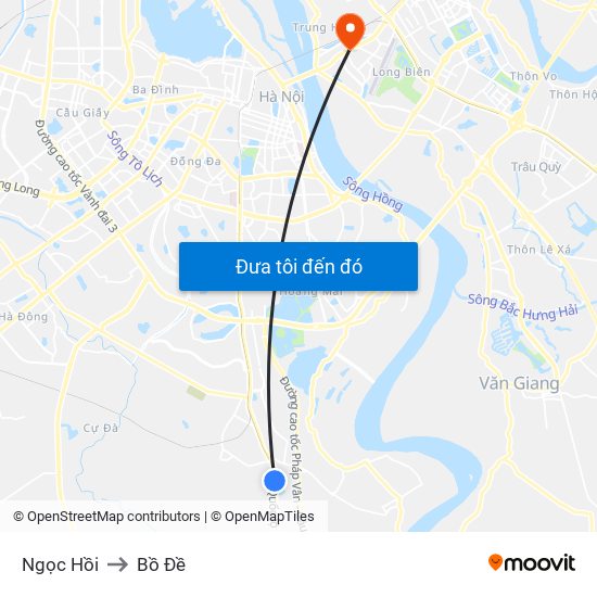 Ngọc Hồi to Bồ Đề map