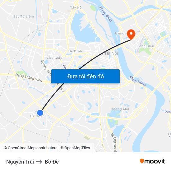 Nguyễn Trãi to Bồ Đề map