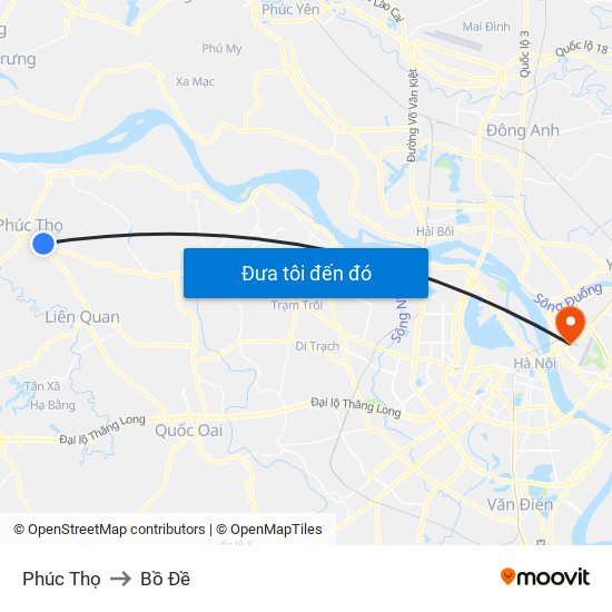 Phúc Thọ to Bồ Đề map