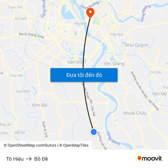 Tô Hiệu to Bồ Đề map