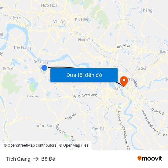 Tích Giang to Bồ Đề map