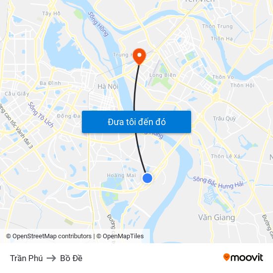 Trần Phú to Bồ Đề map
