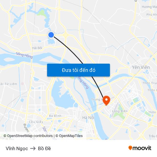 Vĩnh Ngọc to Bồ Đề map