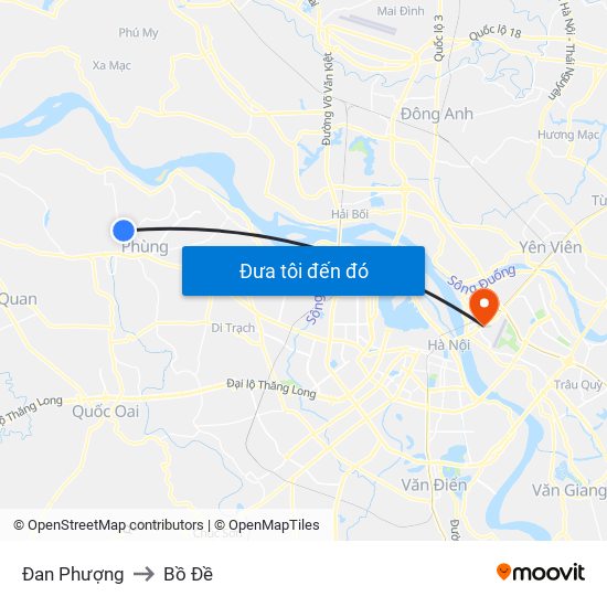 Đan Phượng to Bồ Đề map