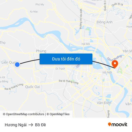 Hương Ngải to Bồ Đề map