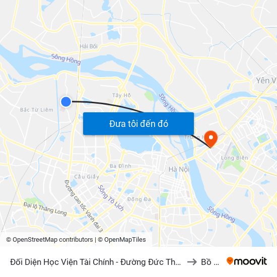 Đối Diện Học Viện Tài Chính - Đường Đức Thắng to Bồ Đề map