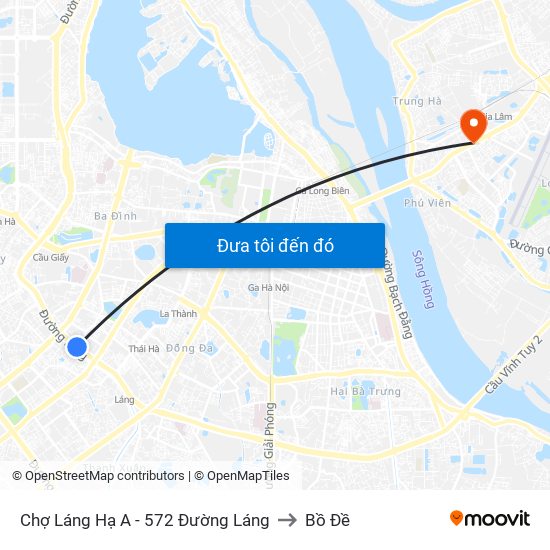 Chợ Láng Hạ A - 572 Đường Láng to Bồ Đề map