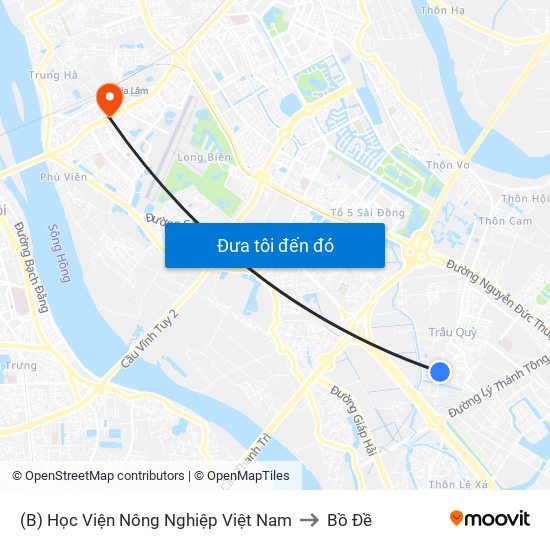 (B) Học Viện Nông Nghiệp Việt Nam to Bồ Đề map