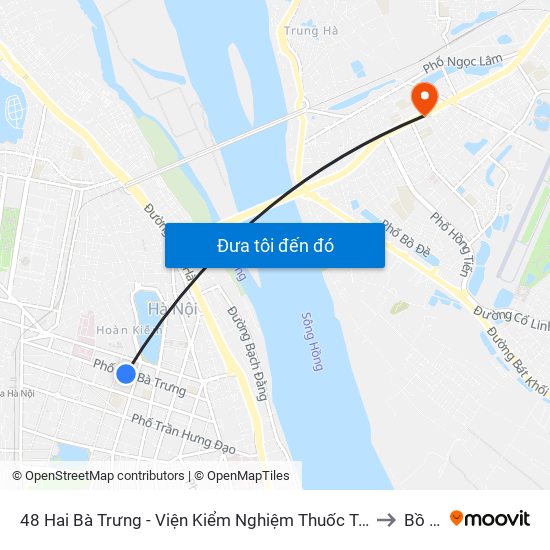 48 Hai Bà Trưng - Viện Kiểm Nghiệm Thuốc Trung Ương to Bồ Đề map