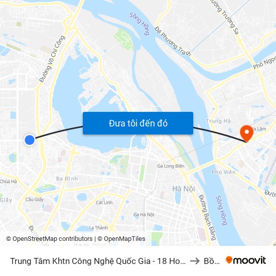 Trung Tâm Khtn Công Nghệ Quốc Gia - 18 Hoàng Quốc Việt to Bồ Đề map