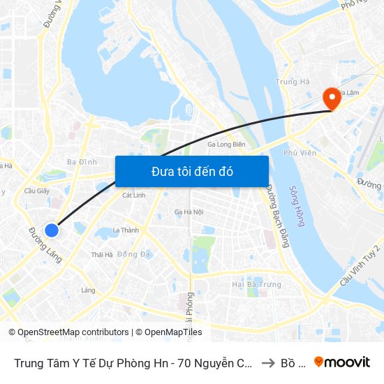 Trung Tâm Y Tế Dự Phòng Hn - 70 Nguyễn Chí Thanh to Bồ Đề map