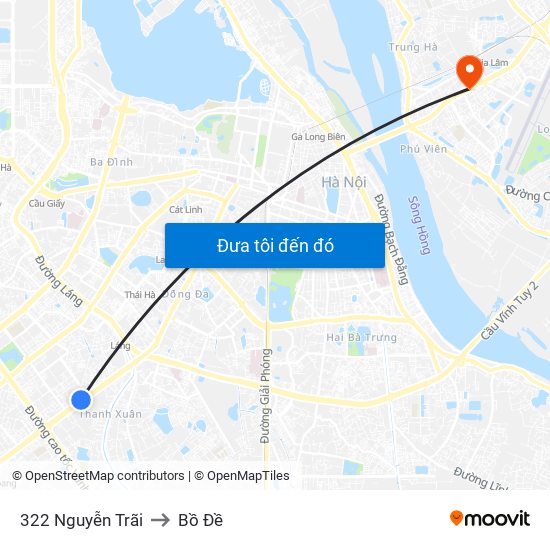 322 Nguyễn Trãi to Bồ Đề map