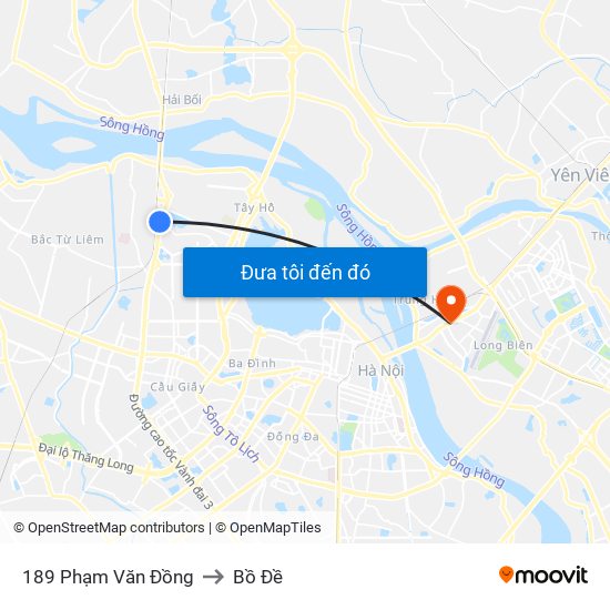 189 Phạm Văn Đồng to Bồ Đề map